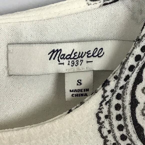 Madewell Tailored Tee Estate Paisley Cream Black Pullover Top Shirt sz Small - Picture 10 of 12
